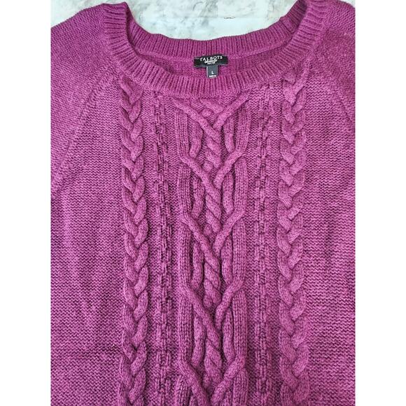 Talbots Womens Sz L Purple Cable Knit Soft Angora Rabbit Hair Blend Sweater - Picture 5 of 8